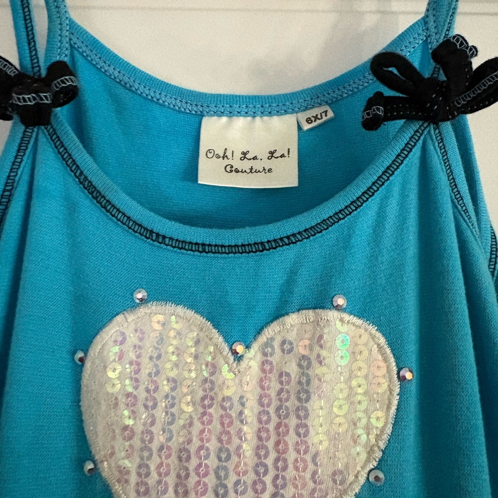 Ooh! La, La! Couture Blue Black White Tiered Heart Sundress - Picture 2 of 3